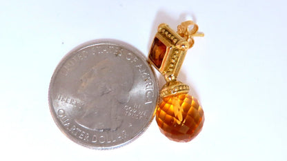 36ct Natural Briolette Citrine 18kt gold earrings