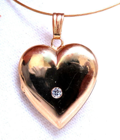 14kt Gold Locket Charm Diamond Pendant Necklace