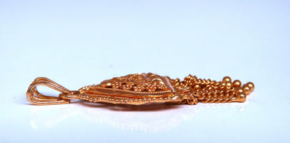 Vintage Tassel Medallion Tassel Iconic Emblem Pendant 22kt gold