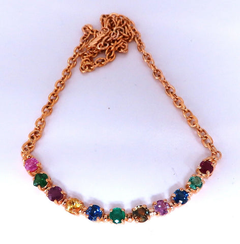 5.85ct Natural Sapphire Emerald Ruby Green Garnet Necklace 14kt Gold