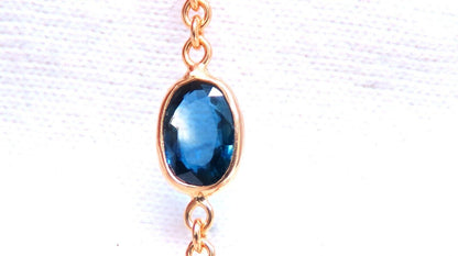 15ct Natural Sapphire Aquamarine Amethyst Yard Necklace 14kt Gold
