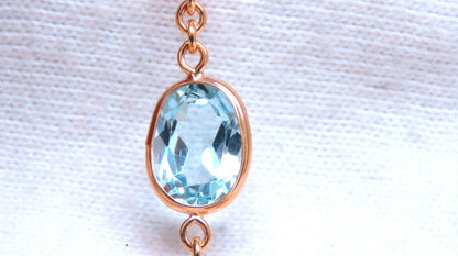 15ct Natural Sapphire Aquamarine Amethyst Yard Necklace 14kt Gold