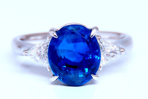 GIA Certified 3.43ct Burma No Heat Blue Sapphire Diamonds Ring Platinum