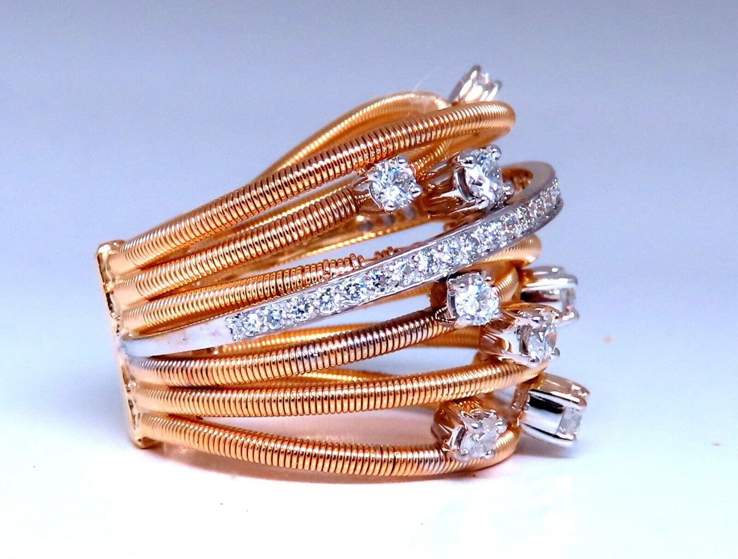 1.02ct Natural Diamonds On Coil Wire Wrap Ring 14kt Gold