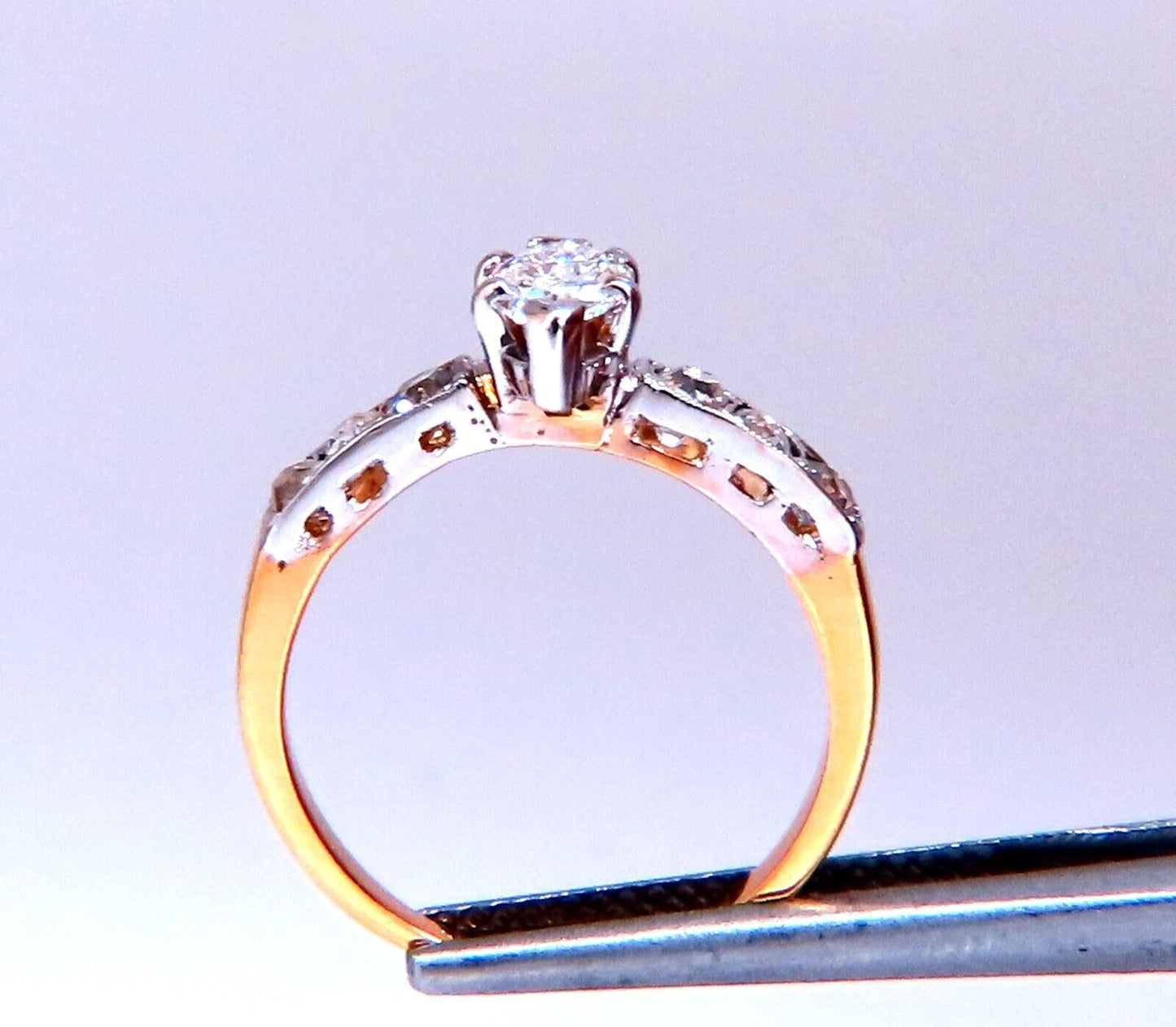 Vintage Natural Diamond Engagement ring 1ct 14kt Gold