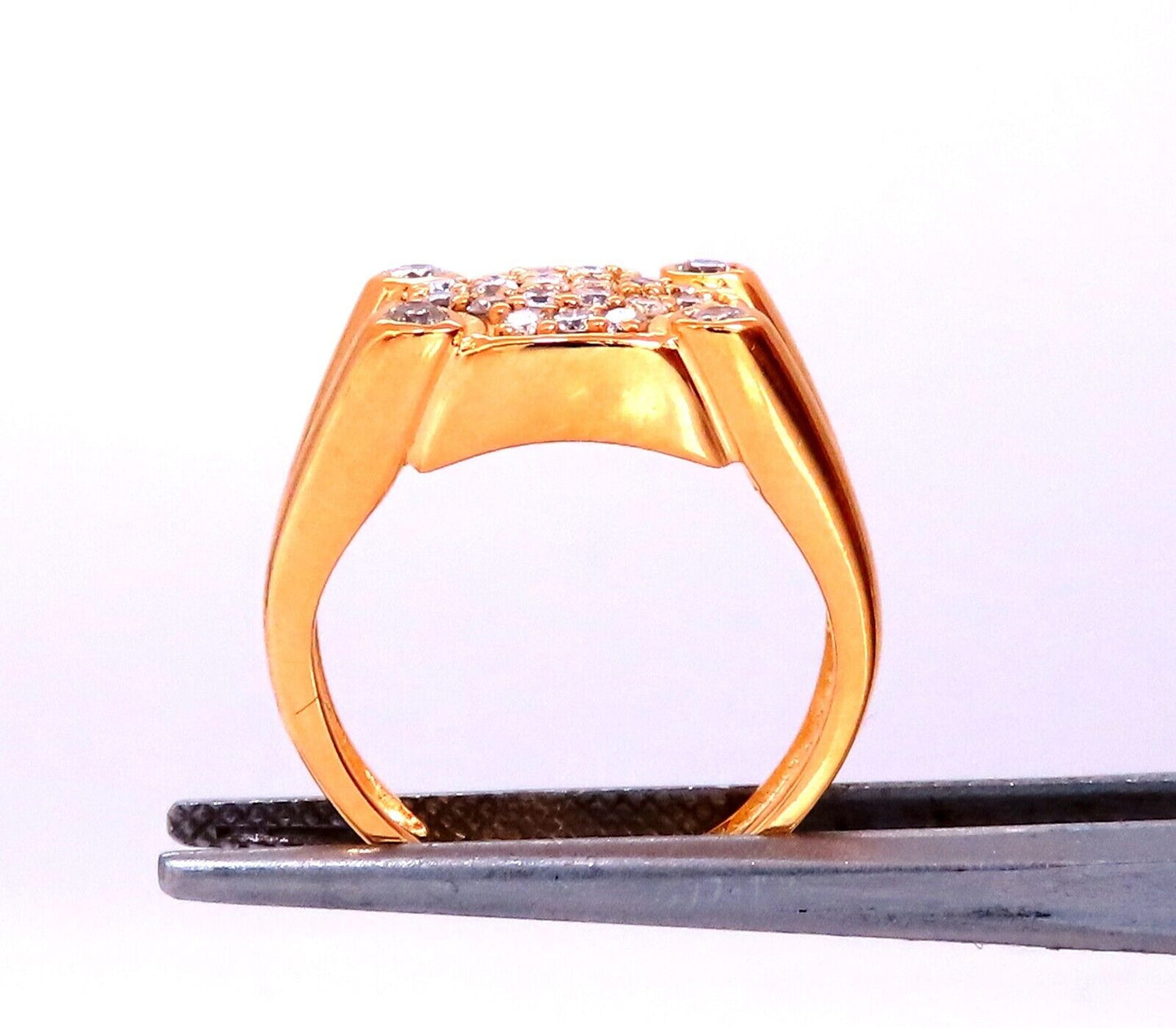 .60ct Natural Diamonds Rectangular Deck Signet Ring 18kt Gold