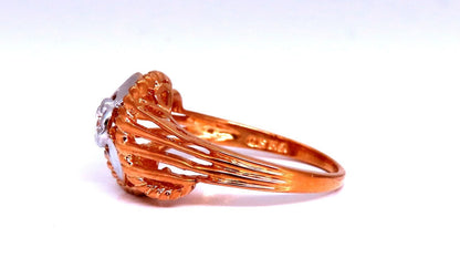 Restored Vintage Natural Diamond Petal Tulip Deco Ring .12ct 14kt gold