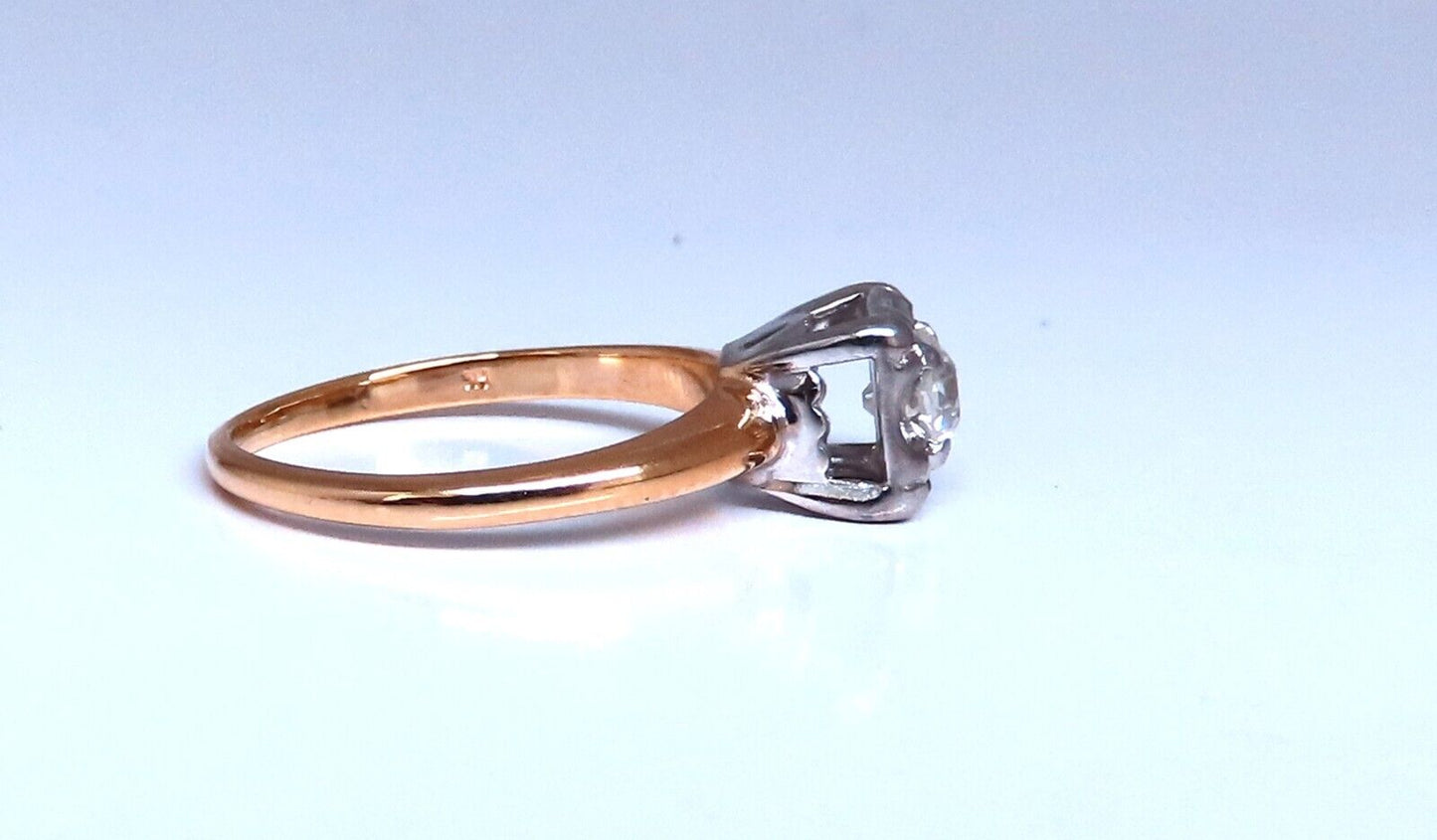 Vintage Solitaire Raised .30ct Round Diamond Engagement ring 14kt Gold