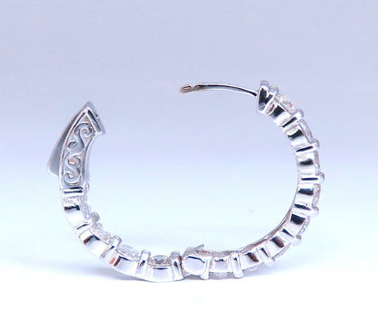 3.21ct Natural Round Diamond hoop earrings 14kt 23mm button & share prong