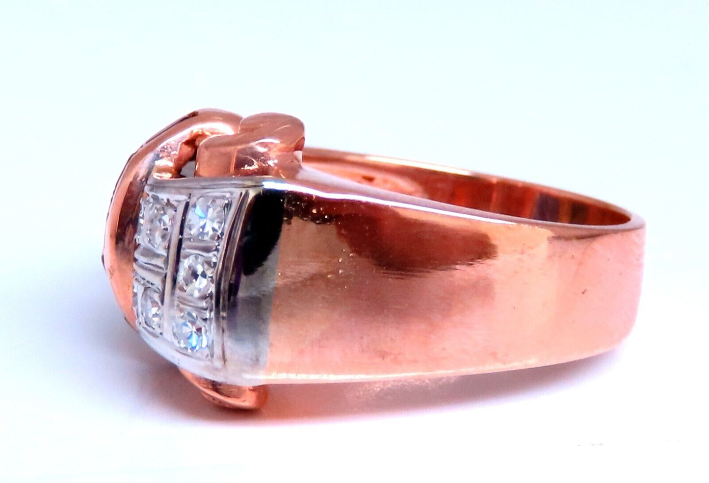 Vintage Sapphire Diamonds Curling Motif Ring 14kt