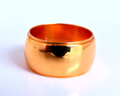 Wide Solid 9.5mm Band 14kt Gold Ring 6 LS