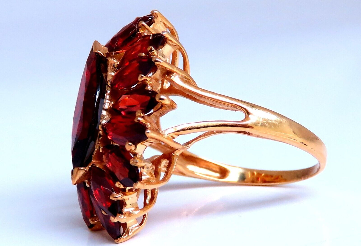 7ct Natural Garnet Cluster Ring 14kt Gold
