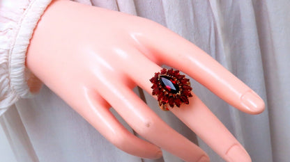 7ct Natural Garnet Cluster Ring 14kt Gold