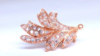 2.30ct Natural Diamonds Handmade Floral Form Earrings 14kt Clip Vintage