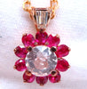 4.27ct natural pink sapphire ruby diamonds necklace 14kt+