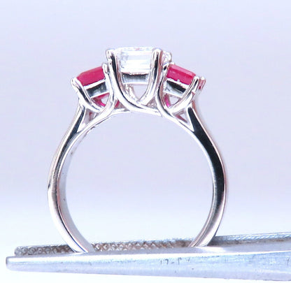 White Sapphire & Ruby Ring Platinum