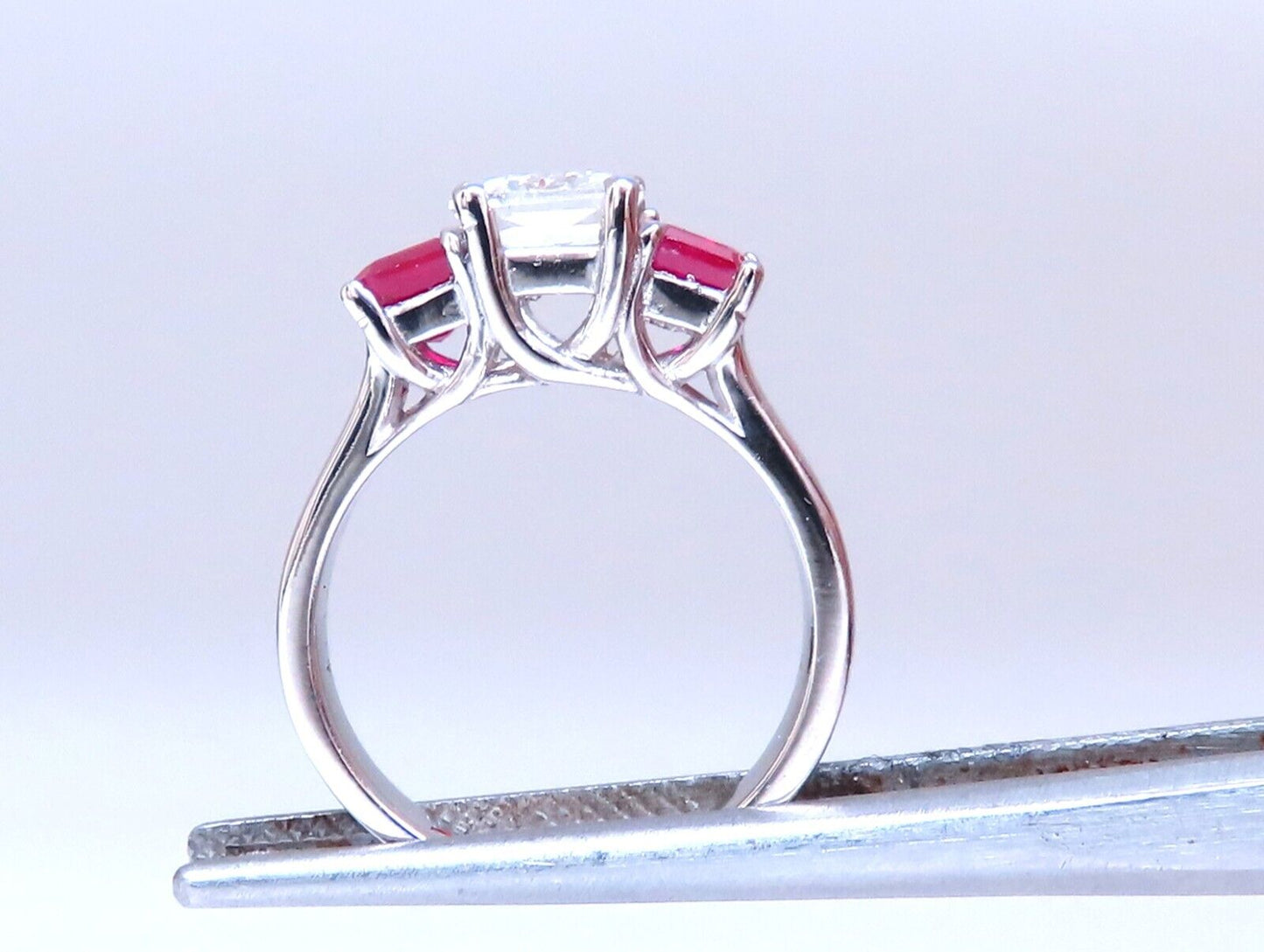 White Sapphire & Ruby Ring Platinum