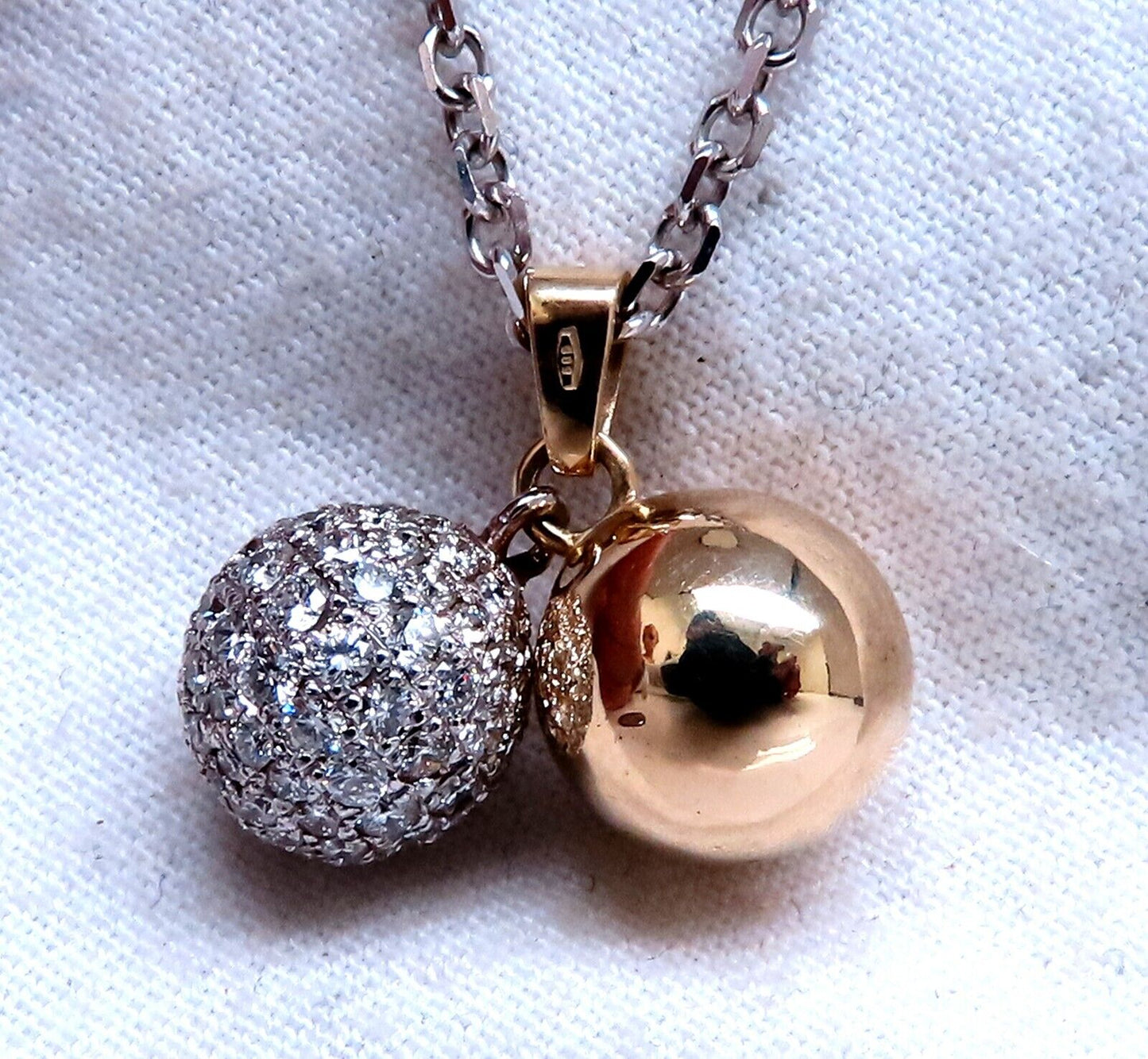 1.18ct Natural Diamonds Ball & Gold Dangle Pendant 14kt