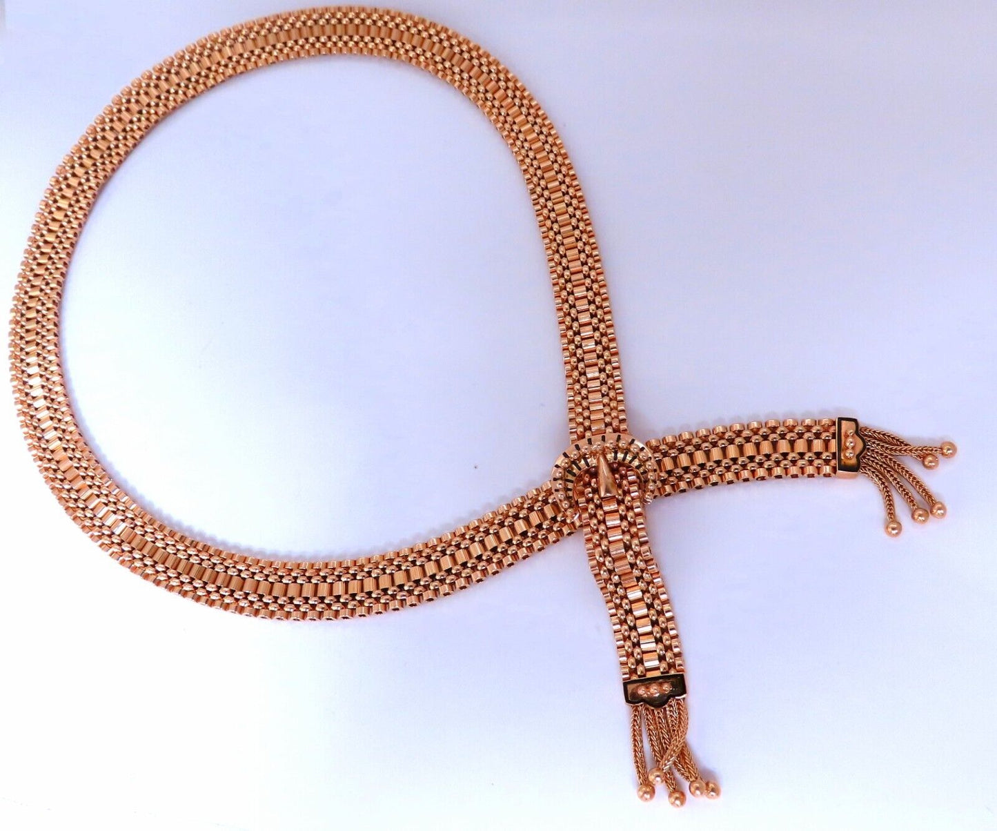 Adjustable Buckle Wrap Heavy 7 Tier Linked Necklace 14kt Gold 55.5 Gram