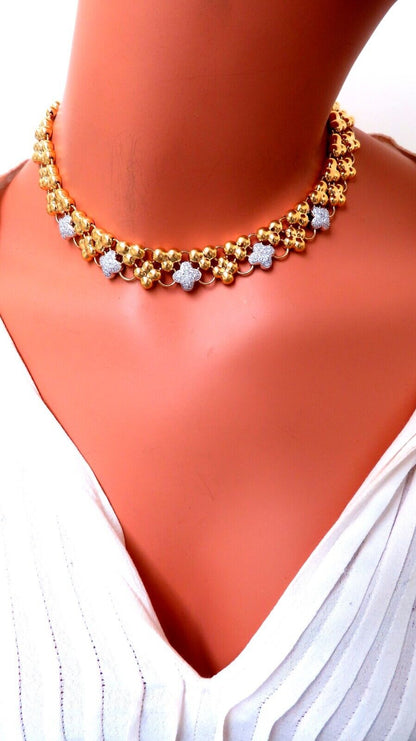 2ct Natural Diamonds Clover Link Necklace 18Kt Gold