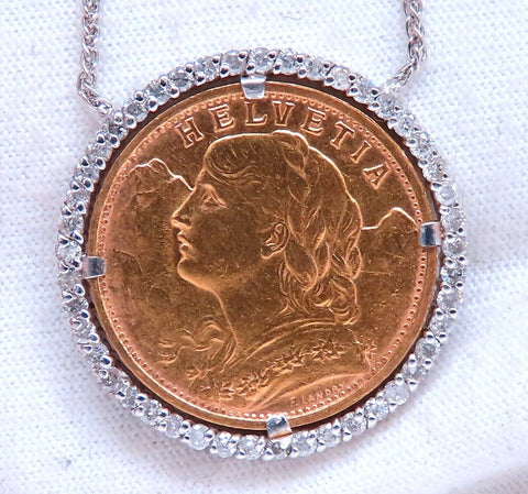 Gold 1935 20 Franc Helvetia Diamond Necklace 14kt gold
