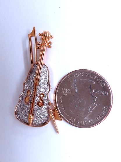 .60ct natural diamond Cello Violin Pin 14kt Gold
