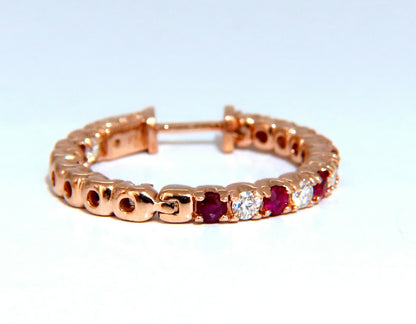 2.95ct natural Ruby diamonds hoop earrings 14kt rose gold inside out *v