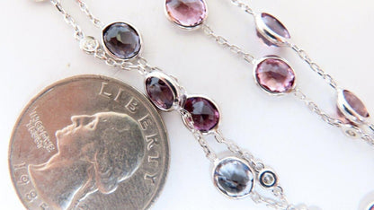 25.10ct multi-colored natural spinel diamonds yard necklace 14kt gold 12307  *v