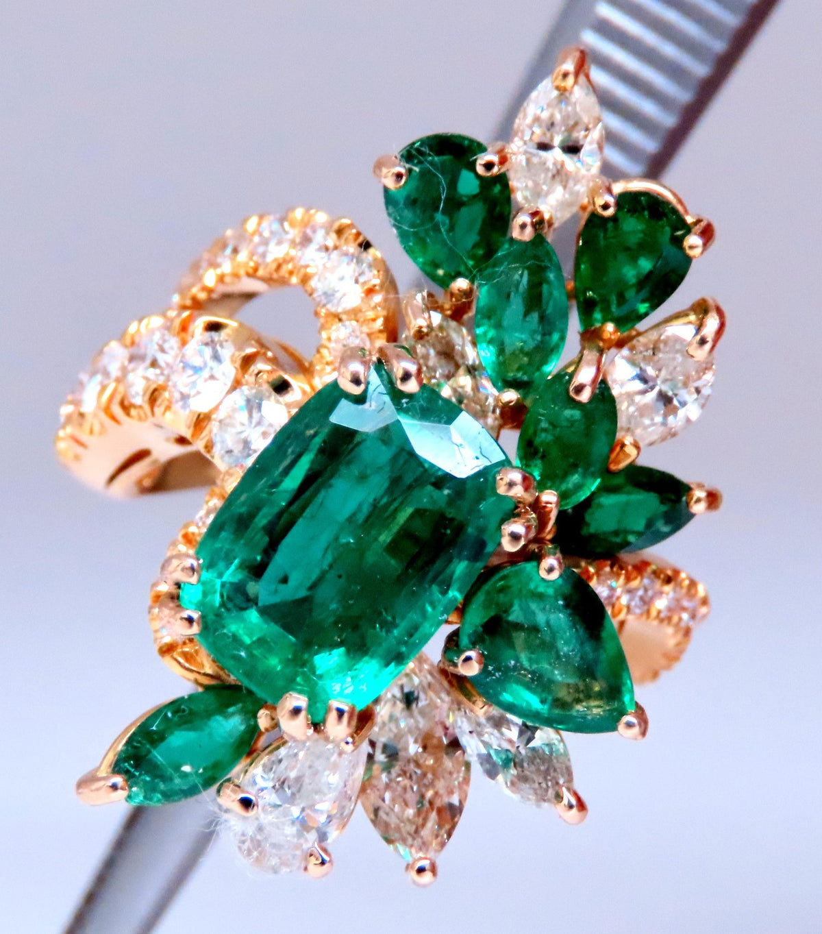 GIA 3.27ct Natural Emerald Cocktail Diamond Ring 14kt F2 12410 *v
