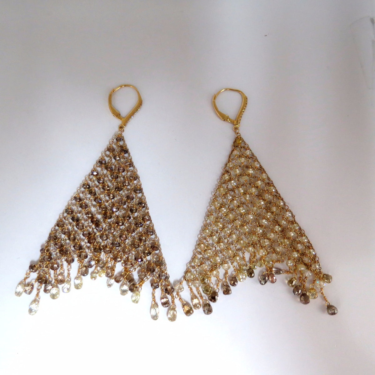28.15ct Natural Fancy color briolette diamond dangle earrings 18kt Mesh *v