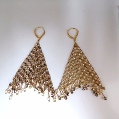 28.15ct Natural Fancy color briolette diamond dangle earrings 18kt Mesh *v