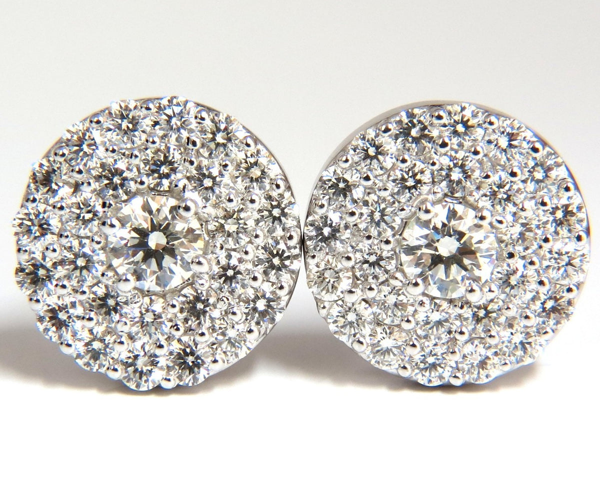 GIA Certified 4.60ct. Matching diamond cluster circular earrings omega 14kt *v
