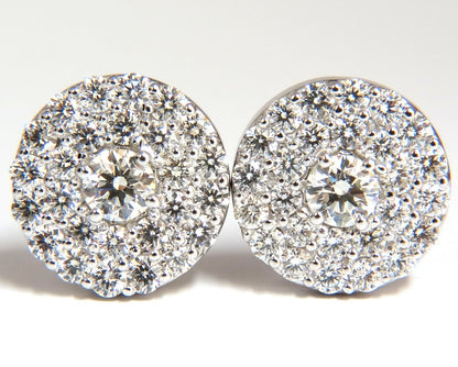GIA Certified 4.60ct. Matching diamond cluster circular earrings omega 14kt *v