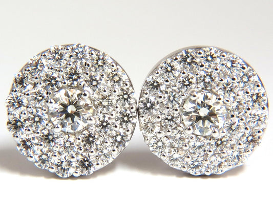 GIA Certified 4.60ct. Matching diamond cluster circular earrings omega 14kt *v