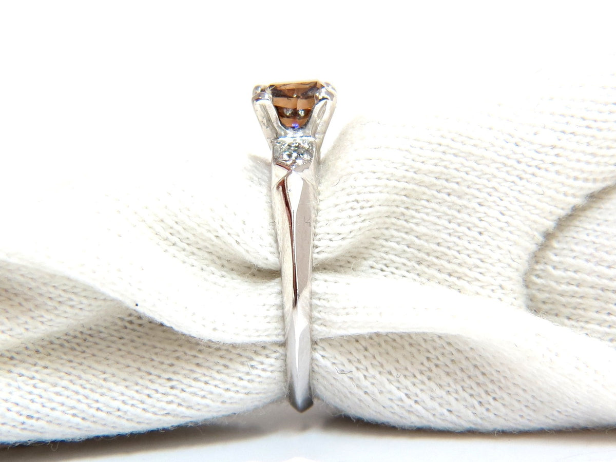 1.12ct natural fancy bright orange brown diamond ring platinum *v
