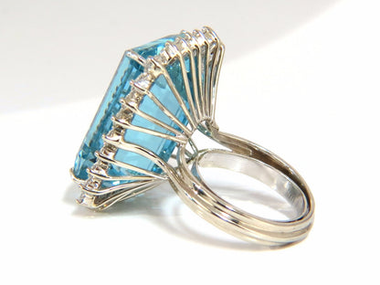 GIA Certified 33.85ct Natural Blue Aquamarine diamonds ring 14kt *v