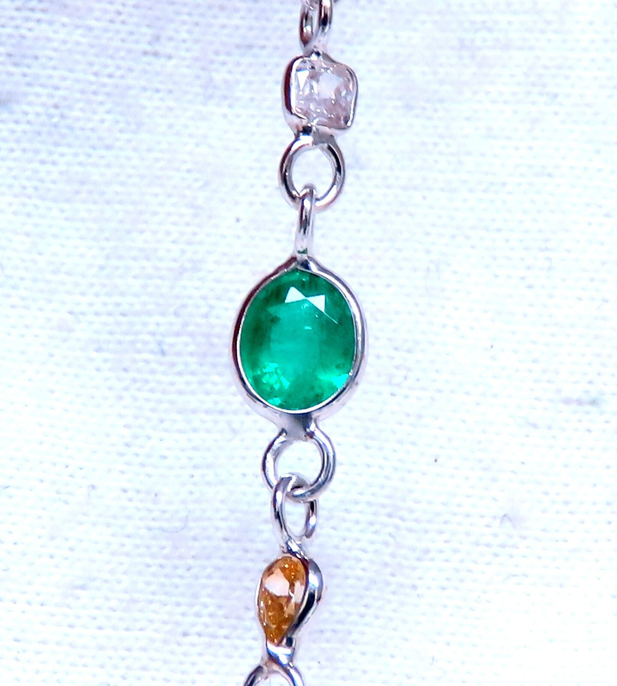 18.50ct. Natural Emeralds Diamonds Yard Necklace 14kt *v