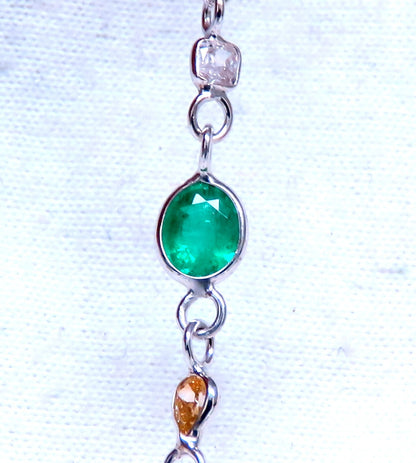 18.50ct. Natural Emeralds Diamonds Yard Necklace 14kt *v