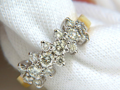 18KT GOLD 1.00CT NATURAL DIAMONDS CLUSTER BAND RING EXCELLENT CUTS *v
