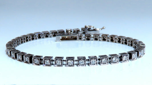1.55ct Natural Diamonds Tennis Bracelet 14kt Gold Squared Box Bead Set *v