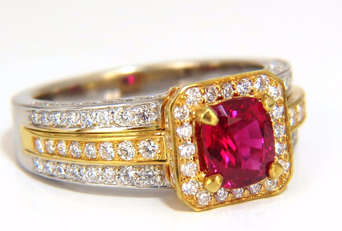 Rare GIA Burma Pigeon Blood 1.14ct vivid red ruby diamonds ring 14kt *v