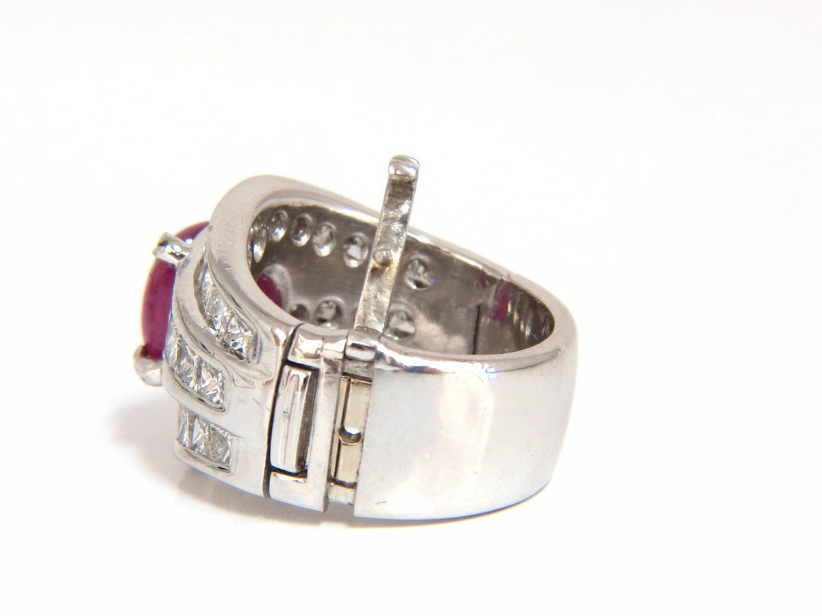GIA 6.32ct Natural No Heat Star Ruby Diamond Ring Platinum Knuckle Buckle *v
