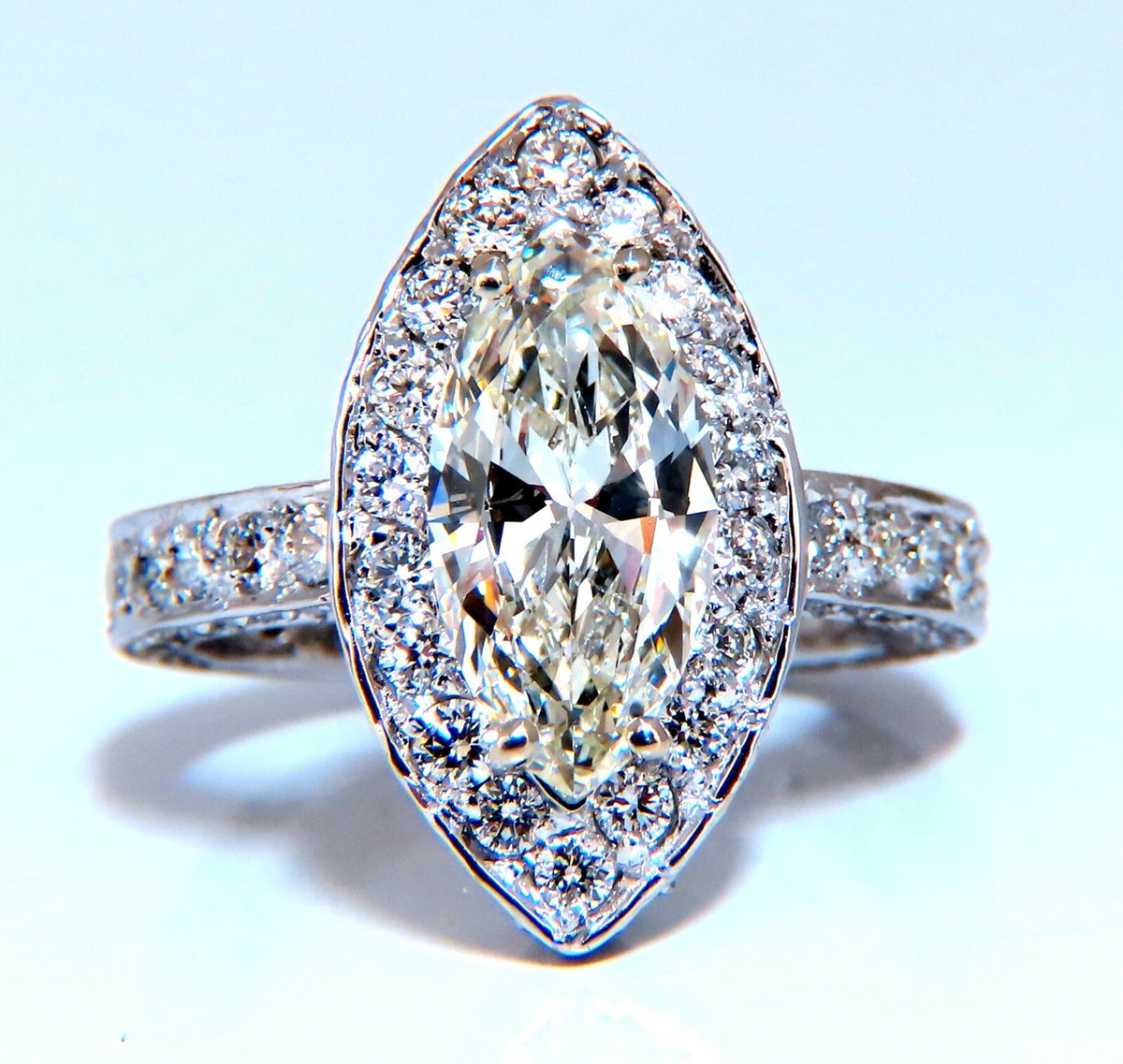 GIA Certified 2.03ct Natural Marquise Diamond Cluster Halo Ring 14kt *v