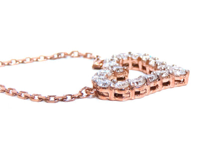 .74ct natural diamonds open heart necklace 14kt g/vs *v