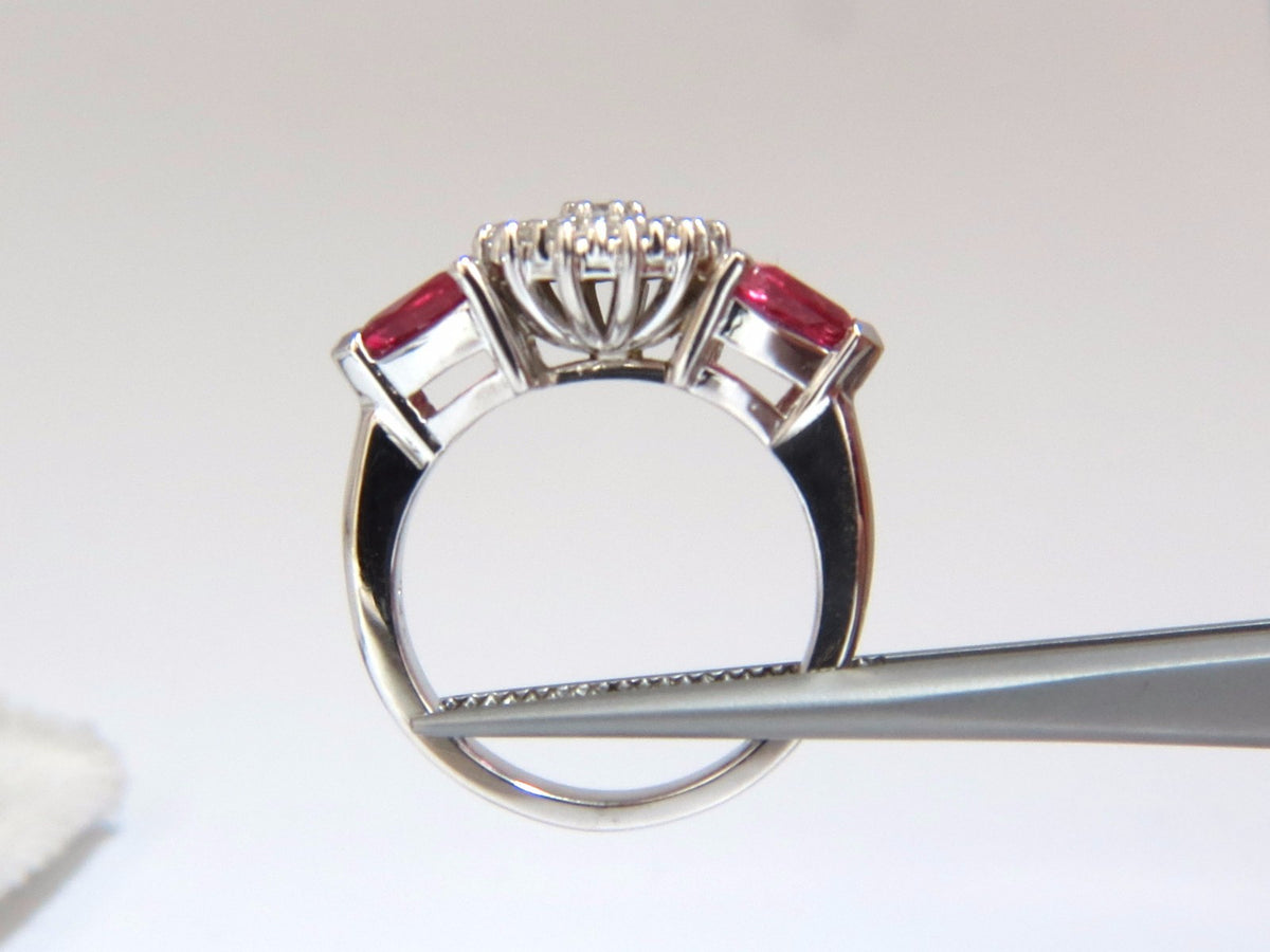 2.00ct NATURAL PINK SAPPHIRE DIAMONDS RING 14KT CIRCULAR CLUSTER TOP *v