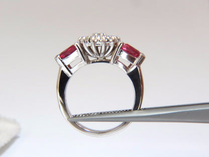 2.00ct NATURAL PINK SAPPHIRE DIAMONDS RING 14KT CIRCULAR CLUSTER TOP *v
