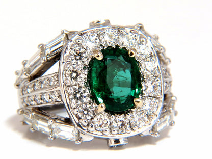 6.00ct natural vivid bright green emerald diamonds ring 14kt*v