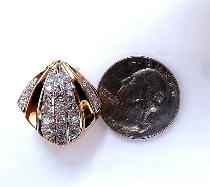 2ct. natural round diamond shell crest clip earrings 14kt gold *v