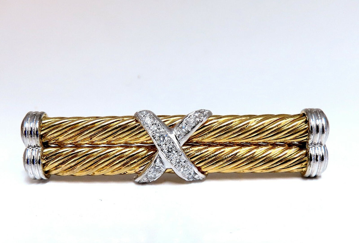 .35ct Natural Diamonds Candy Cane Twisting X Double Stick Pin *v