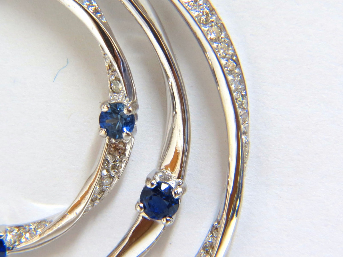 6.00ct Natural Diamonds Sapphire 3 Tier Dangle earrings 14kt gold Heart *v